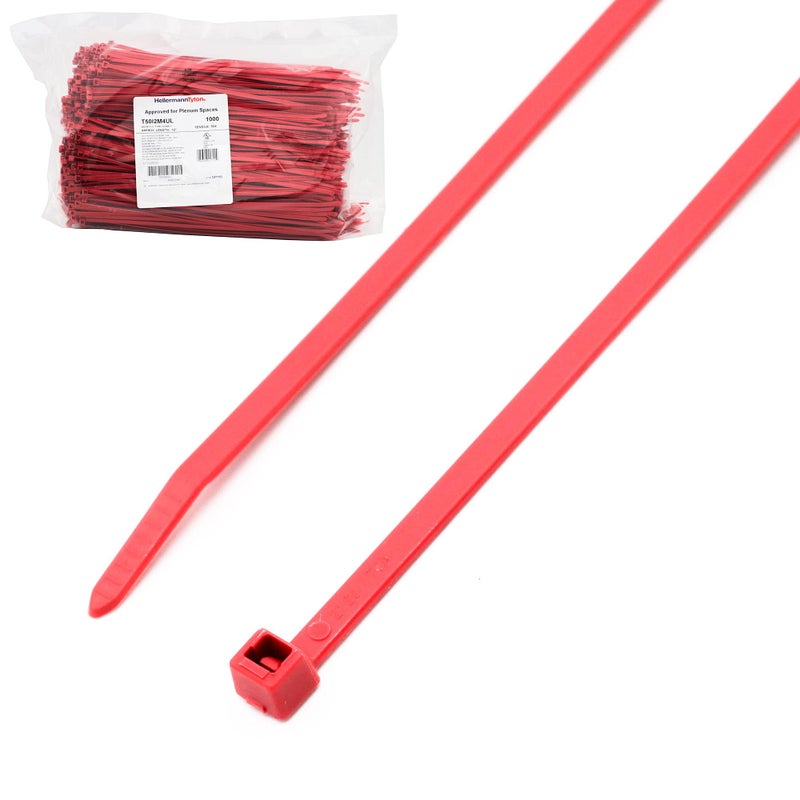 Hellermann Tyton HellermannTyton T50I2M4UL 12" Red Plenum UL Rated Cable Ties - 1000PK - Image 1